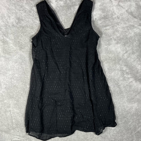 Madewell Dress Womens 6 Black Nightshine Silk Chiffon Party Blacktie Metallic - Picture 4 of 9